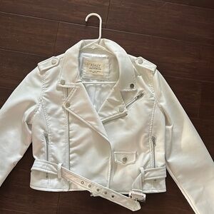 White Cropped Faux Leather Jacket